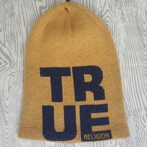 True Religion Slouchy Beanie in Gold Metal